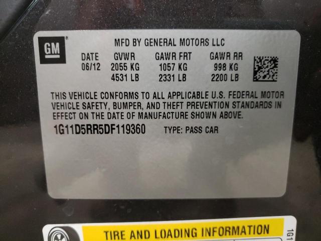 1G11D5RR5DF119360 - 2013 CHEVROLET MALIBU 1LT GRAY photo 12