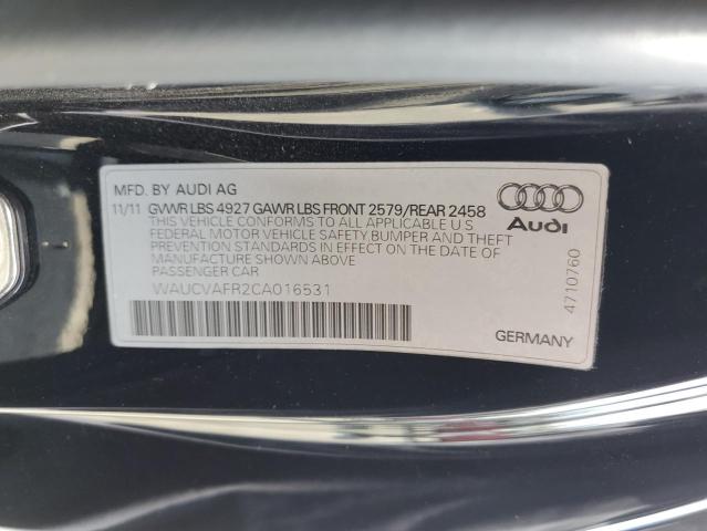WAUCVAFR2CA016531 - 2012 AUDI S5 PREMIUM PLUS 黑色 照片 12