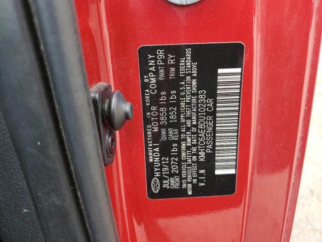 KMHTC6AE8DU102383 - 2013 HYUNDAI VELOSTER TURBO Qırmızı foto 12