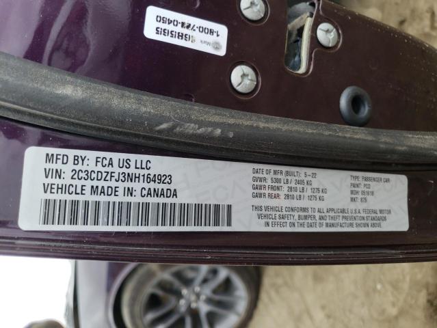 2C3CDZFJ3NH164923 - 2022 DODGE CHALLENGER R/T SCAT PACK PURPLE photo 12