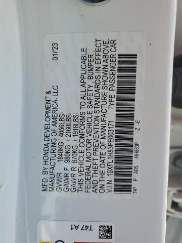 19XFL1H83PE003171 - 2023 HONDA CIVIC SPORT TOURING WHITE photo 12