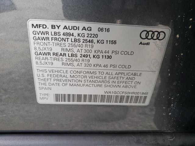 WA1GCCFS0HR001845 - 2017 AUDI Q3 PRESTIGE GRAY photo 13