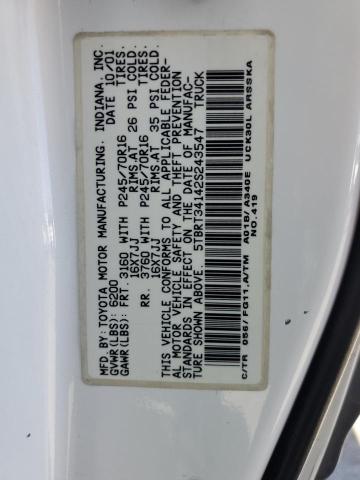 5TBRT34142S243547 - 2002 TOYOTA TUNDRA ACCESS CAB 白色 照片 12