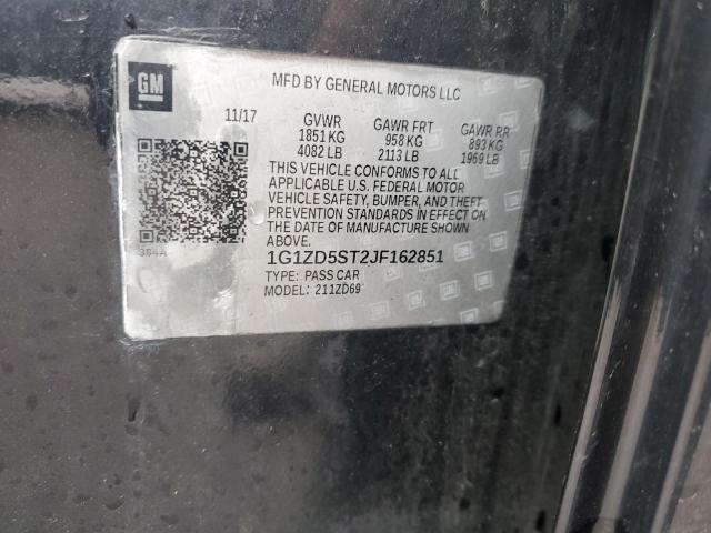 1G1ZD5ST2JF162851 - 2018 CHEVROLET MALIBU LT 黑色 照片 12