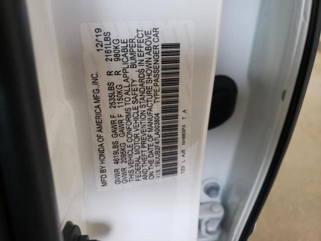 19UUB2F47LA003804 - 2020 ACURA TLX TECHNOLOGY WHITE photo 12
