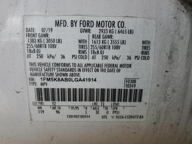 1FM5K8AB0LGA41914 - 2020 FORD EXPLORER POLICE INTERCEPTOR 黑色 照片 13