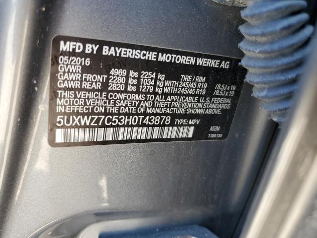 5UXWZ7C53H0T43878 - 2017 BMW X3 SDRIVE28I SILVER photo 13