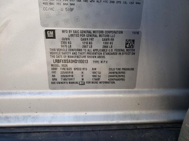 LRBFXBSA0HD100013 - 2017 BUICK ENVISION ESSENCE SILVER photo 13