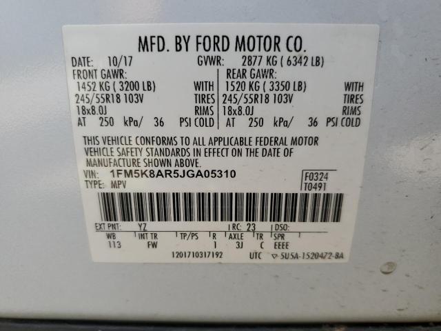 1FM5K8AR5JGA05310 - 2018 FORD EXPLORER POLICE INTERCEPTOR WHITE photo 13