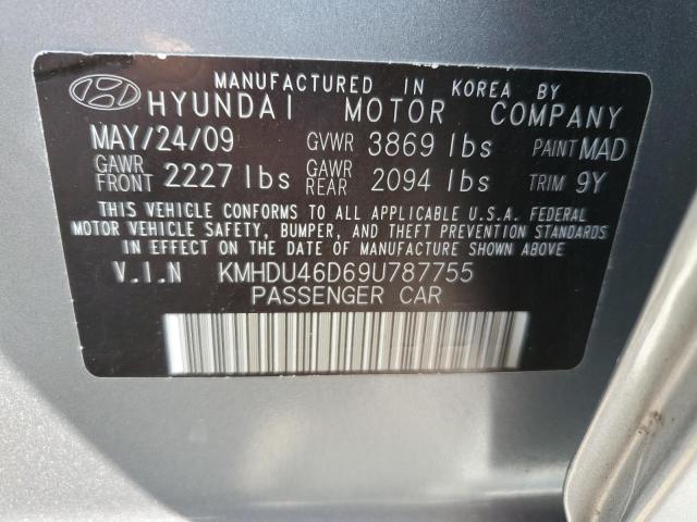 KMHDU46D69U787755 - 2009 HYUNDAI ELANTRA GLS SILVER photo 12