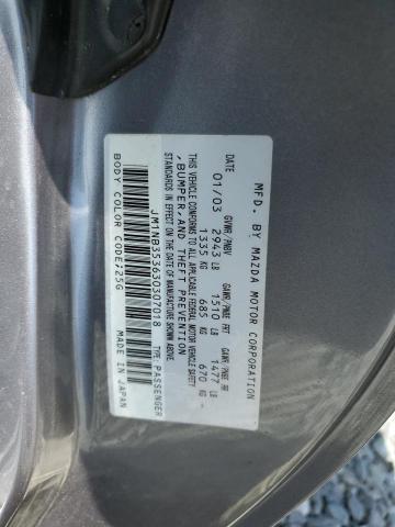 JM1NB353630307018 - 2003 MAZDA MX-5 MIATA BASE GRAY photo 12