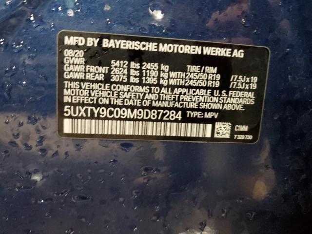 5UXTY9C09M9D87284 - 2021 BMW X3 XDRIVEM40I BLUE photo 12