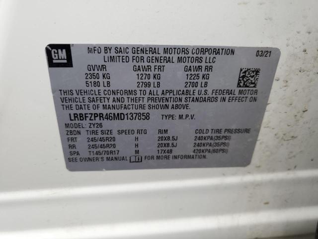 LRBFZPR46MD137858 - 2021 BUICK ENVISION ESSENCE WHITE photo 13