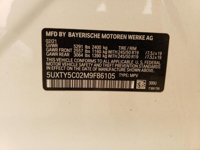5UXTY5C02M9F86105 - 2021 BMW X3 XDRIVE30I WHITE photo 13