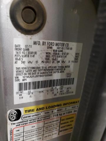 1FMJU1J57BEF55585 - 2011 FORD EXPEDITION XLT SILVER photo 13