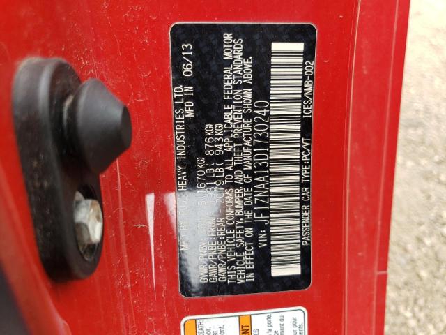 JF1ZNAA13D1730240 - 2013 TOYOTA SCION FR-S წითელი ფოტო 12