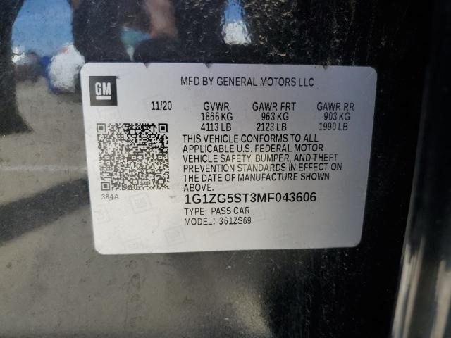 1G1ZG5ST3MF043606 - 2021 CHEVROLET MALIBU RS BLACK photo 12