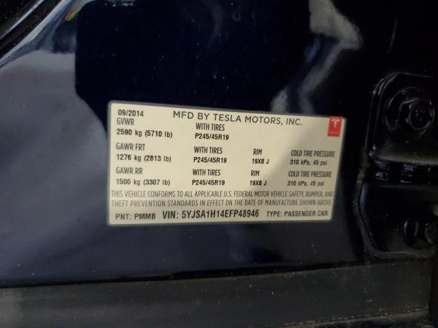 5YJSA1H14EFP48946 - 2014 TESLA MODEL S BLUE photo 13