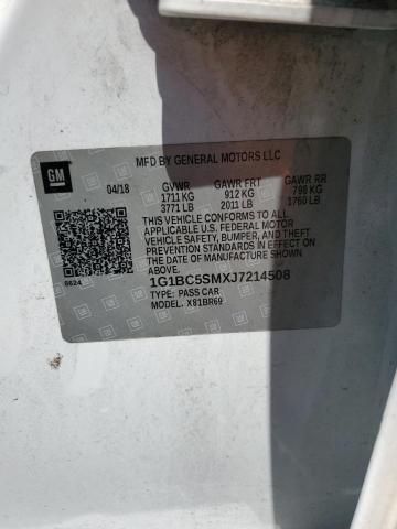 1G1BC5SMXJ7214508 - 2018 CHEVROLET CRUZE LS WHITE photo 12