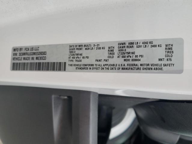 3C6MRVJG0ME539383 - 2021 RAM PROMASTER 3500 HIGH თეთრი ფოტო 13