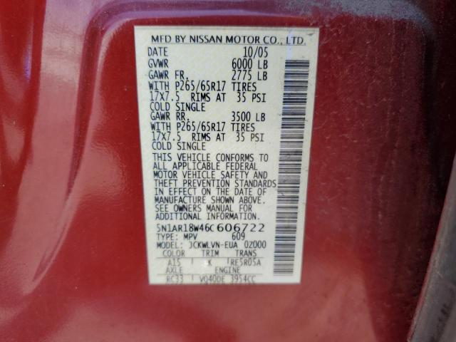 5N1AR18W46C606722 - 2006 NISSAN PATHFINDER LE 红色 照片 14