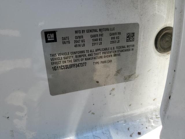 1G11C5SL6FF347377 - 2015 CHEVROLET MALIBU 1LT 白色 照片 12