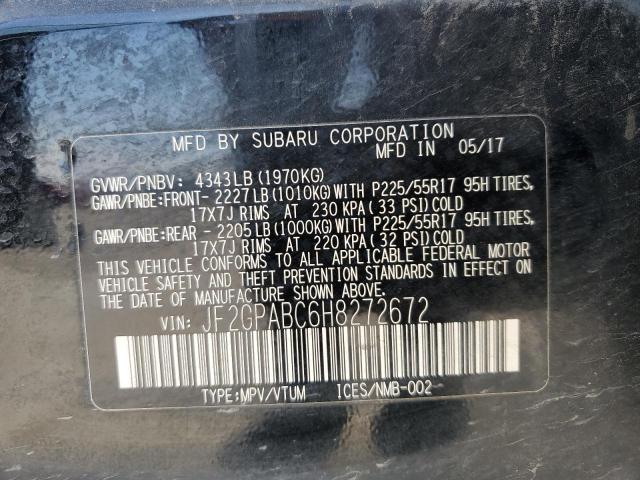 JF2GPABC6H8272672 - 2017 SUBARU CROSSTREK PREMIUM შავი ფოტო 14