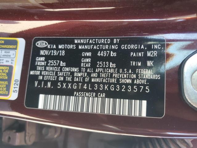 5XXGT4L33KG323575 - 2019 KIA OPTIMA LX BURGUNDY photo 12