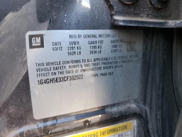 1G4GH5E33CF302922 - 2012 BUICK LACROSSE PREMIUM Gris photo 12