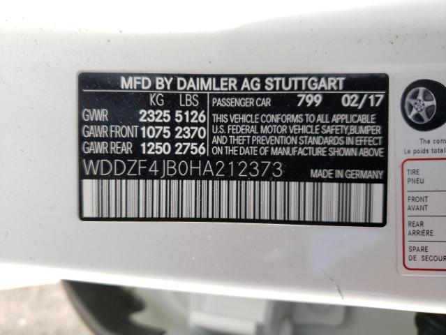 WDDZF4JB0HA212373 - 2017 MERCEDES-BENZ E 300 WHITE photo 12