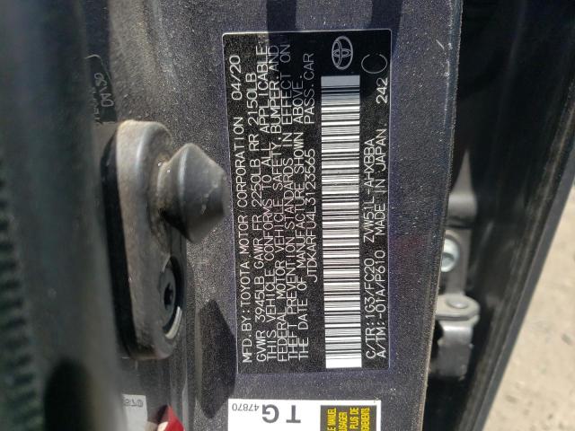 JTDKARFU4L3123565 - 2020 TOYOTA PRIUS L GRAY photo 12