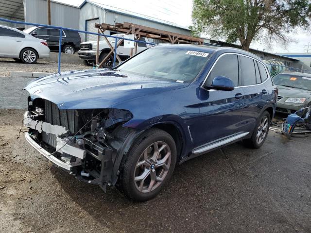 5UX53DP02N9N05534 - 2022 BMW X3 XDRIVE30I BLUE photo 1