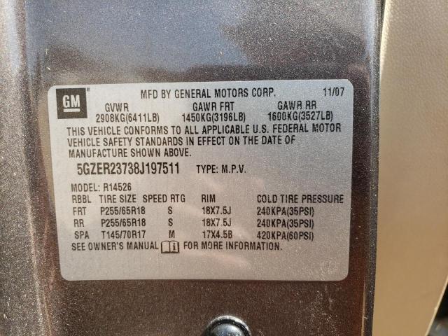 5GZER23738J197511 - 2008 SATURN OUTLOOK XR GRAY photo 12