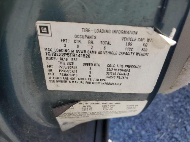 1G1BL52P5TR141520 - 1996 CHEVROLET CAPRICE / CLASSIC SS TEAL photo 12