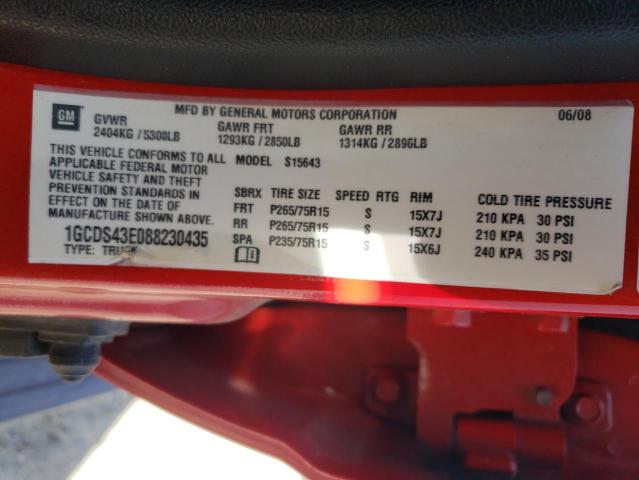 1GCDS43E088230435 - 2008 CHEVROLET COLORADO LT RED photo 12