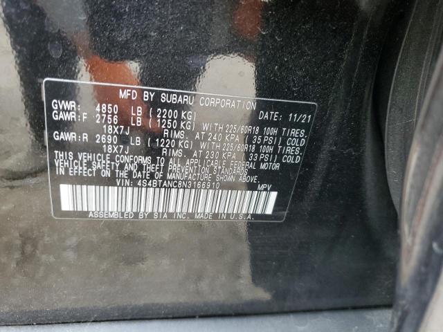 4S4BTANC8N3166910 - 2022 SUBARU OUTBACK LIMITED GRAY photo 12