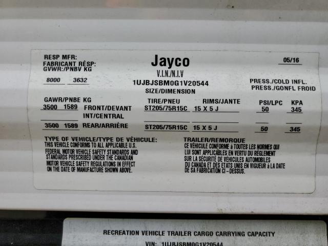 1UJBJSBM0G1V20544 - 2016 JAYCO OCTANE ZX TWO TONE photo 10