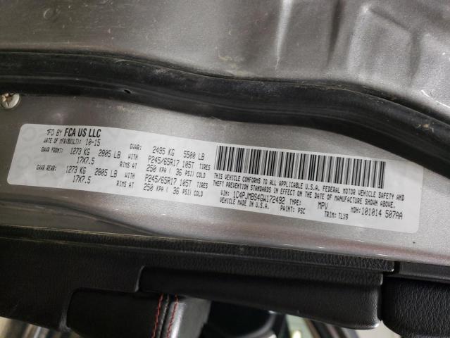 1C4PJMBS4GW172492 - 2016 JEEP CHEROKEE TRAILHAWK GRAY photo 13