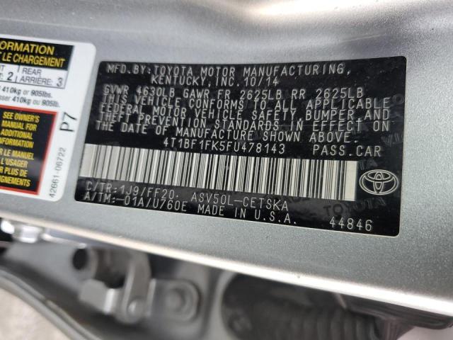 4T1BF1FK5FU478143 - 2015 TOYOTA CAMRY LE SILVER photo 12