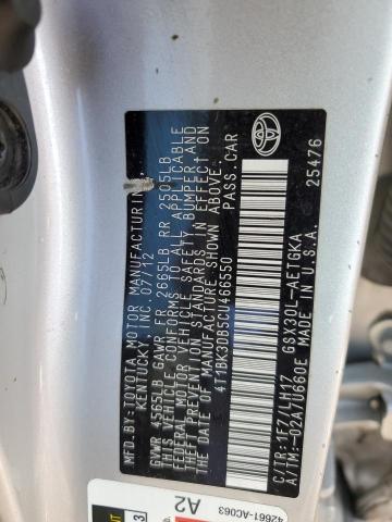 4T1BK3DB5CU466550 - 2012 TOYOTA AVALON BASE SILVER photo 13