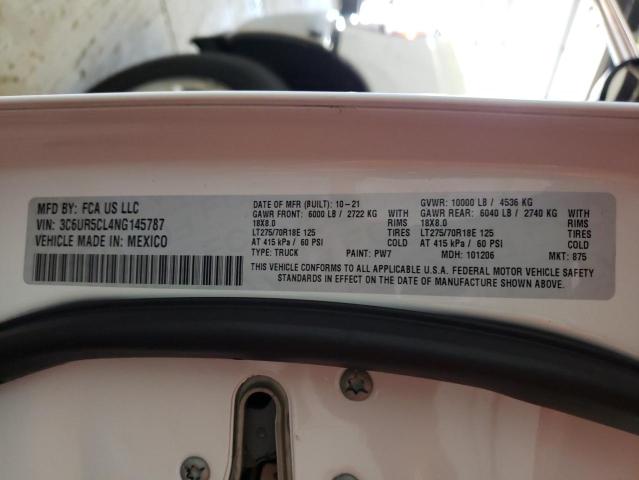 3C6UR5CL4NG145787 - 2022 RAM 2500 TRADESMAN Beyaz fotoğraf 12