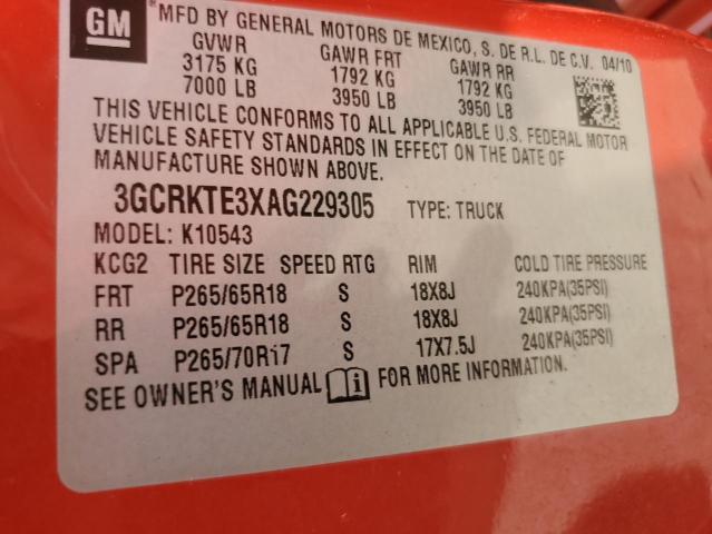 3GCRKTE3XAG229305 - 2010 CHEVROLET SILVERADO K1500 LTZ RED photo 12