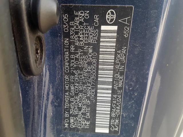 JTKDE177350050810 - 2005 TOYOTA SCION TC Mavi foto 10