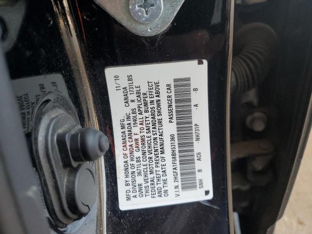 2HGFA1F68BH531360 - 2011 HONDA CIVIC LX-S أسود صورة 13