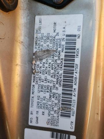 5TEUU42N26Z298095 - 2006 TOYOTA TACOMA ACCESS CAB ოქროსფერი ფოტო 12