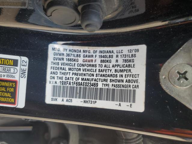 19XFA1F69AE023469 - 2010 HONDA CIVIC LX-S BLACK photo 12