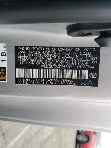 JTKDE3B7XA0321570 - 2010 TOYOTA SCION TC 银色 照片 12