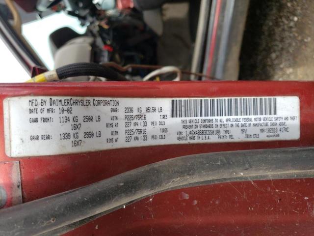 1J4GX48S83C550180 - 2003 JEEP GRAND CHER LAREDO 红色 照片 10