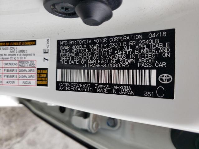 JTDKARFP8J3080095 - 2018 TOYOTA PRIUS PRIM Weiß Foto 12