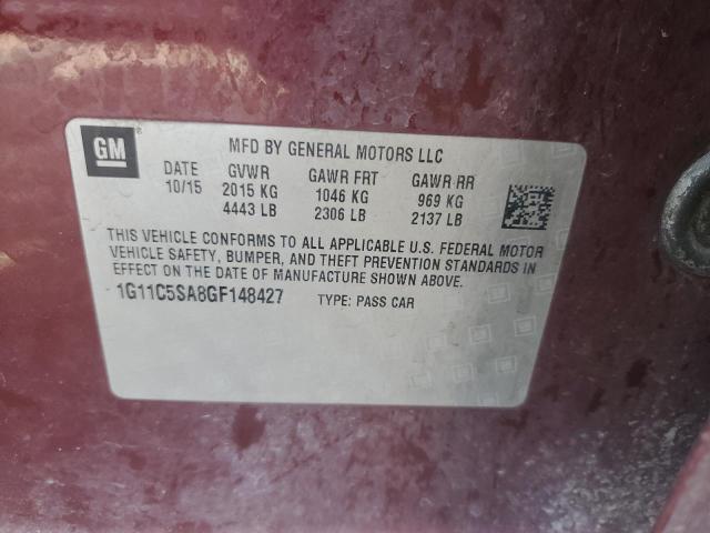 1G11C5SA8GF148427 - 2016 CHEVROLET MALIBU LIM LT 勃艮第红 照片 12